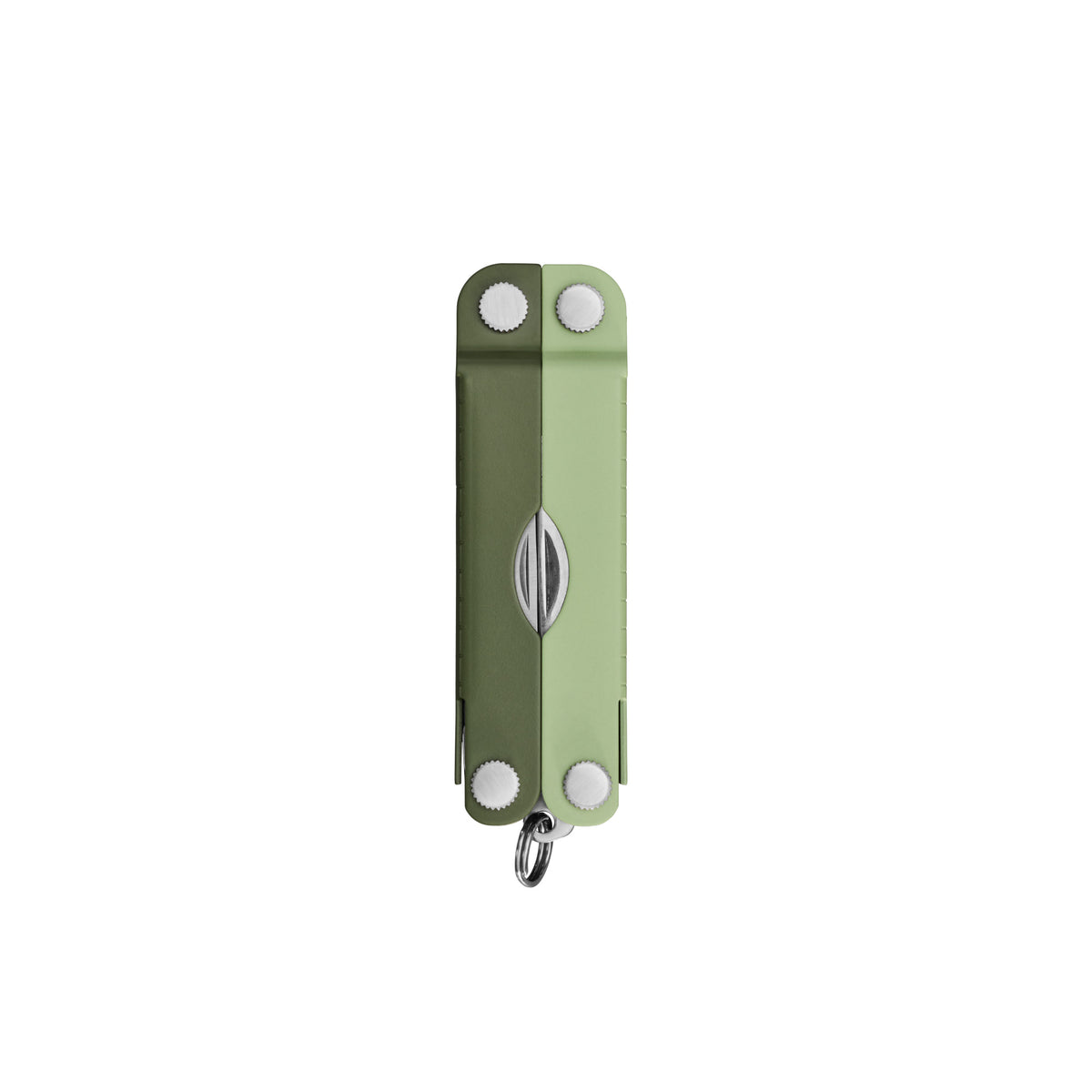 Translation missing: en.Closed Micra® multitool in Cardamom color with visible hinge screws and keyring loop