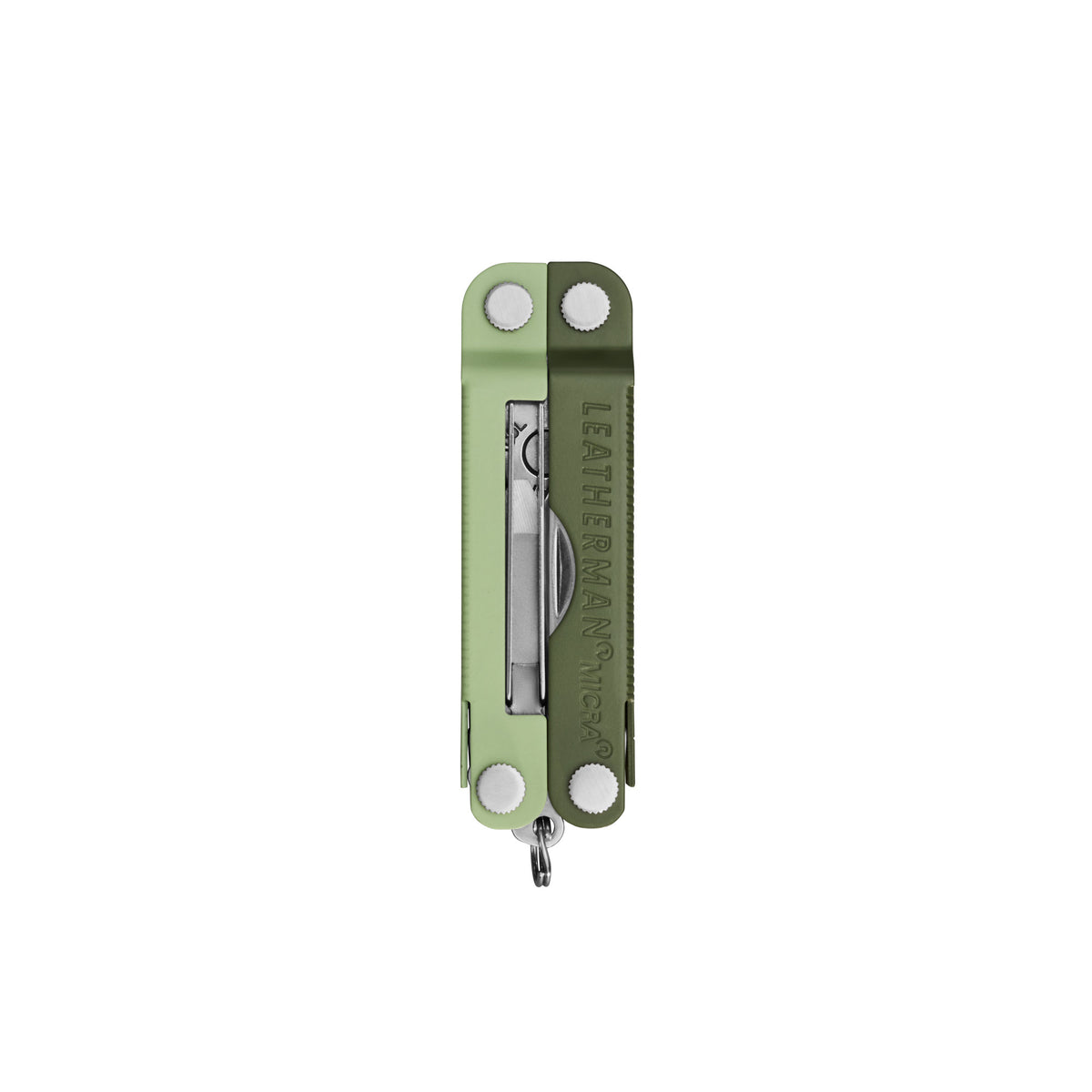Translation missing: en.Closed Cardamom Micra® multitool with visible metal tools and keychain loop