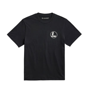 Translation missing: en.Front of the black Leatherman classic logo tee displaying the 'L' logo