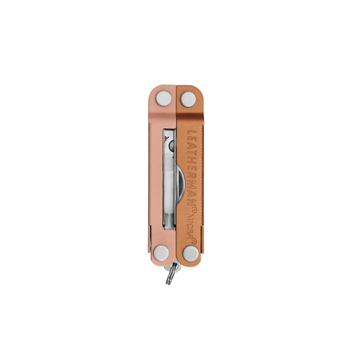 Translation missing: en.Closed Micra® multi-tool in Ginger Peach color, showing compact folded form and small keyring loop