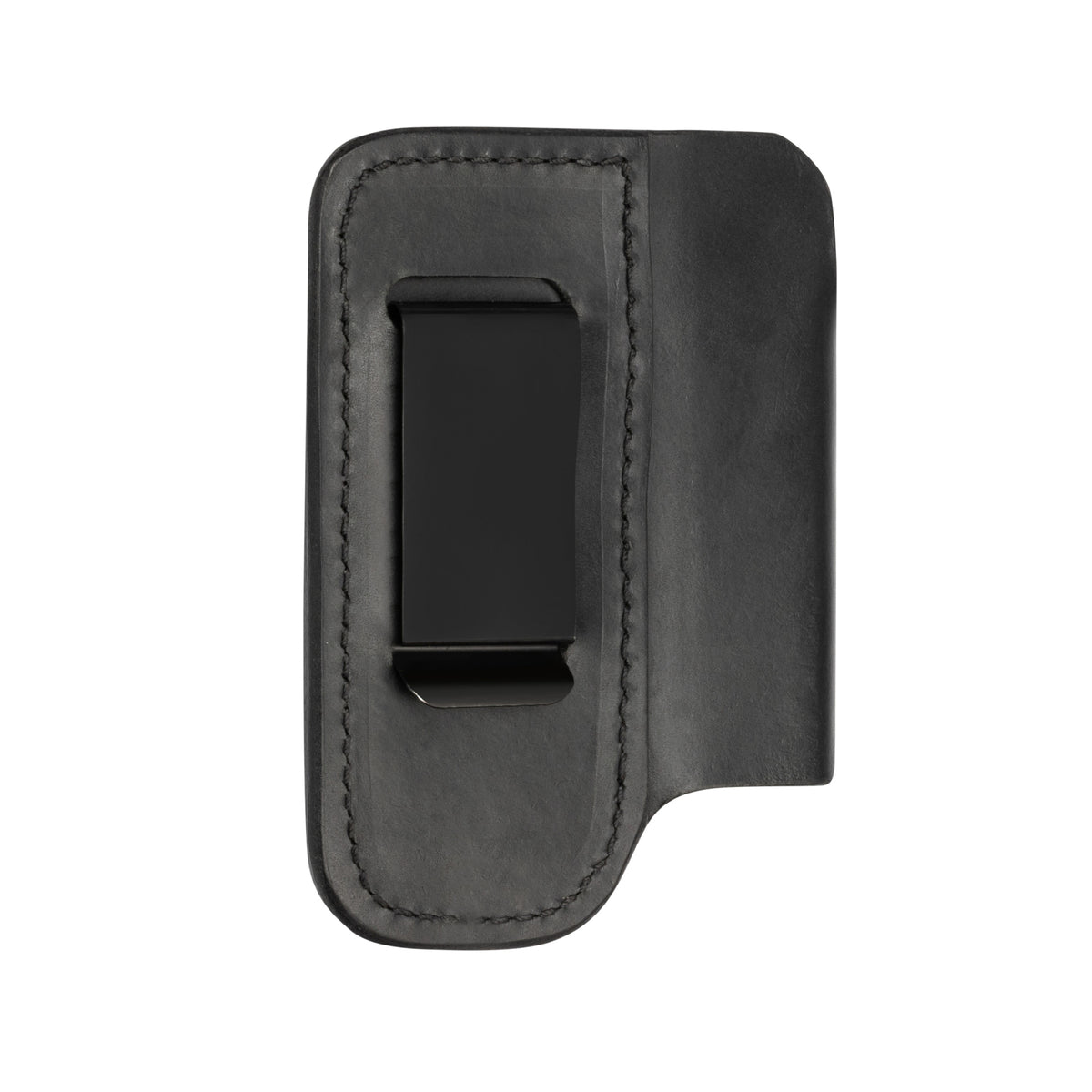 Translation missing: es.Black premium leather sheath with stitched edges and centered belt clip