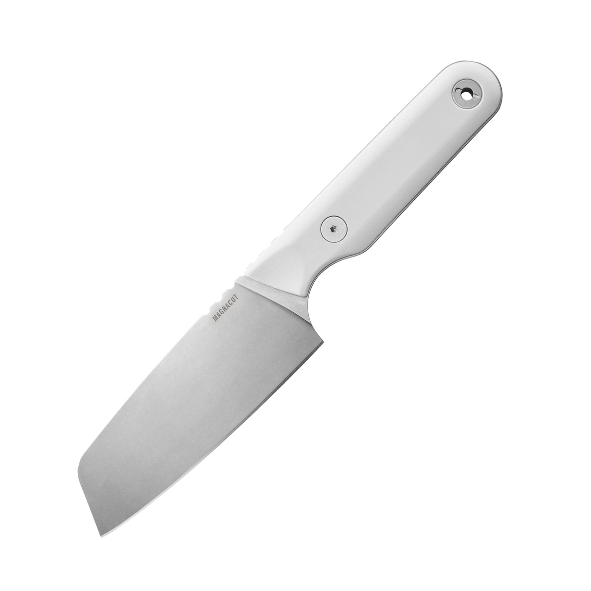 Translation missing: en.Leatherman Rustle Alpine knife showing the smooth white handle and stainless steel blade against a white background