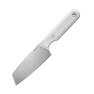Translation missing: en.Leatherman Rustle Alpine knife showing the smooth white handle and stainless steel blade against a white background